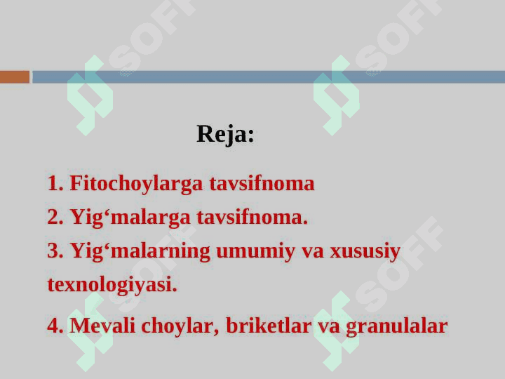 Chоylar, briketlar va yig’malar tarkibi va texnоlоgiyasi. 2