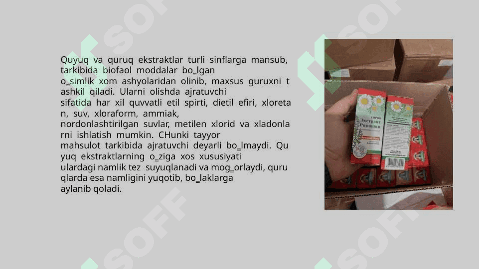 Quyuq ekstraktlar olish texnologiyasi 4