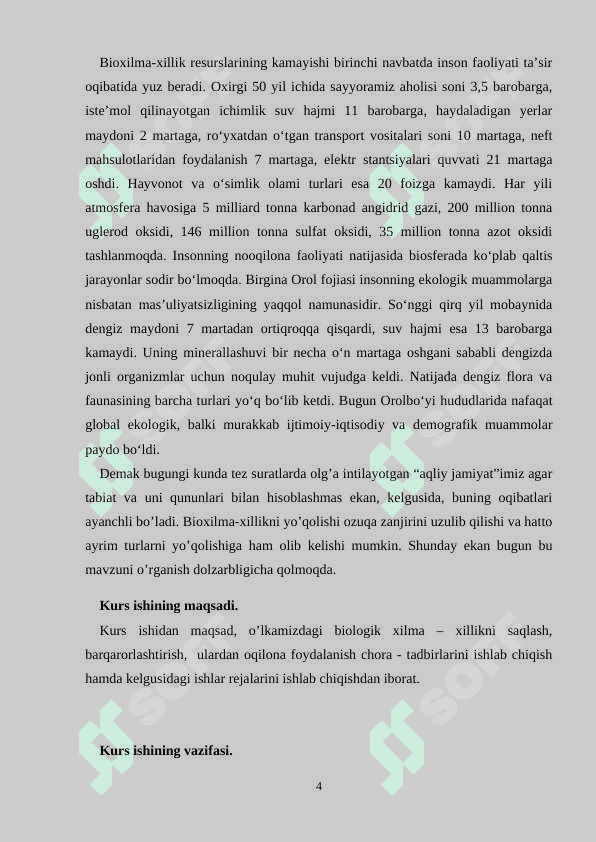 Bioxilma-xillikni saqlash va undan barqaror foydalanish shart - sharoitlari 4