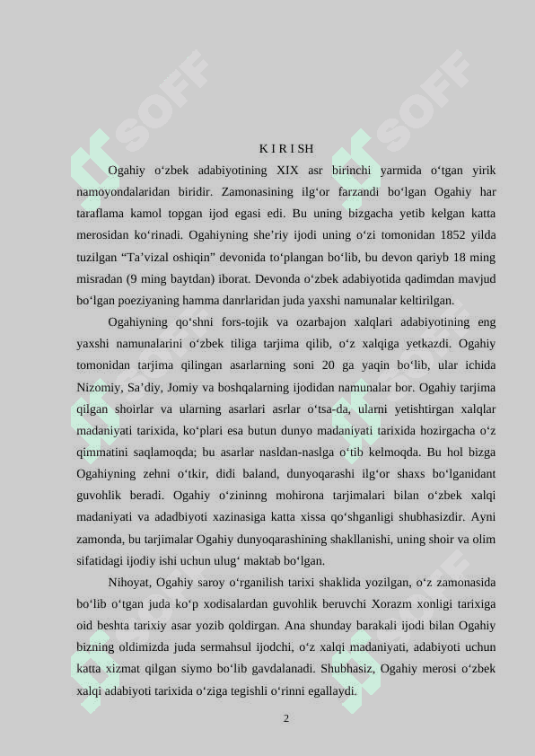 Ogahiyning lirik qahramon yaratish mahorati Bitiruv malakaviy ishi 2