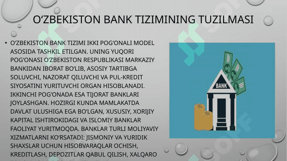 O‘zbekiston Respublikasi bank tizimi va uni kapitallashish darajasi 4