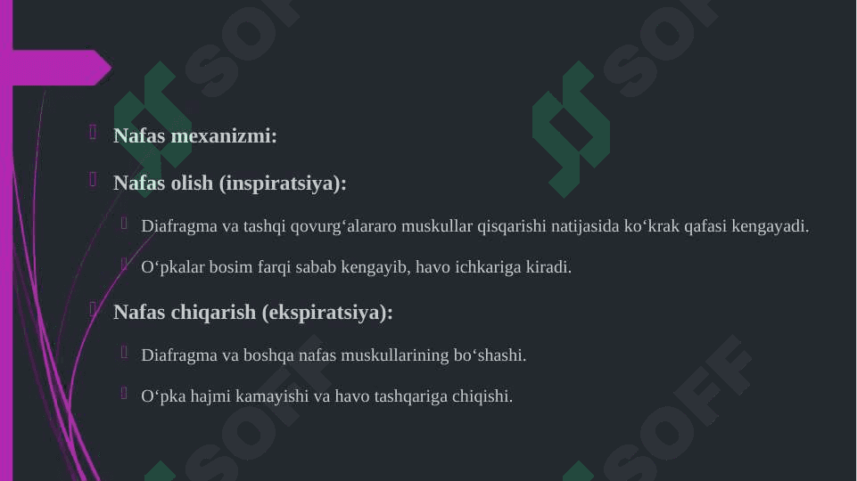 NAFAS OLISH JARAYONI. NAFAS A'ZOLARINING RENTGENANATOMIYASI VA RIVOJLANISH NUQSONLARI 4