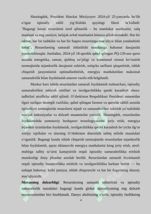 Resurslarning samarali ishlatilishi: Iqtisodiy samaradorlik va isrofgarchilik 4