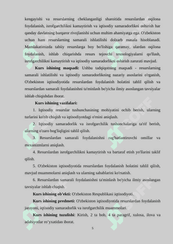 Resurslarning samarali ishlatilishi: Iqtisodiy samaradorlik va isrofgarchilik 5