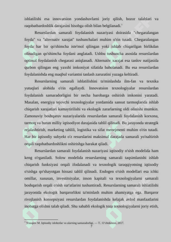 Resurslarning samarali ishlatilishi: Iqtisodiy samaradorlik va isrofgarchilik 7