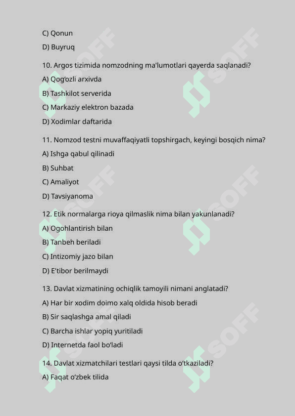 ARGOS — DAVLAT XIZMATCHISI TEST SAVOLLARI 100 TALIK.docx 3