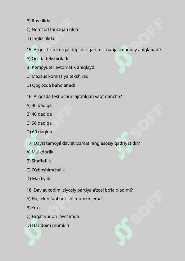 ARGOS — DAVLAT XIZMATCHISI TEST SAVOLLARI 100 TALIK.docx 4