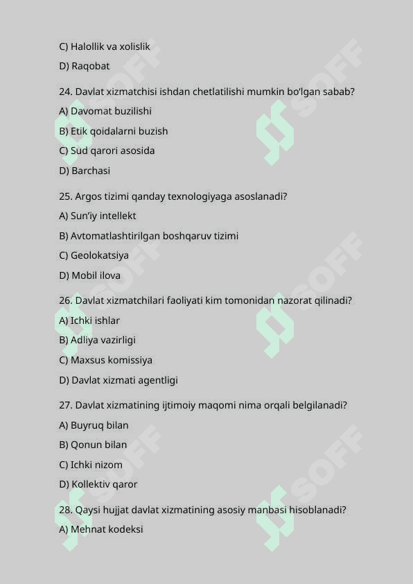 ARGOS — DAVLAT XIZMATCHISI TEST SAVOLLARI 100 TALIK.docx 6