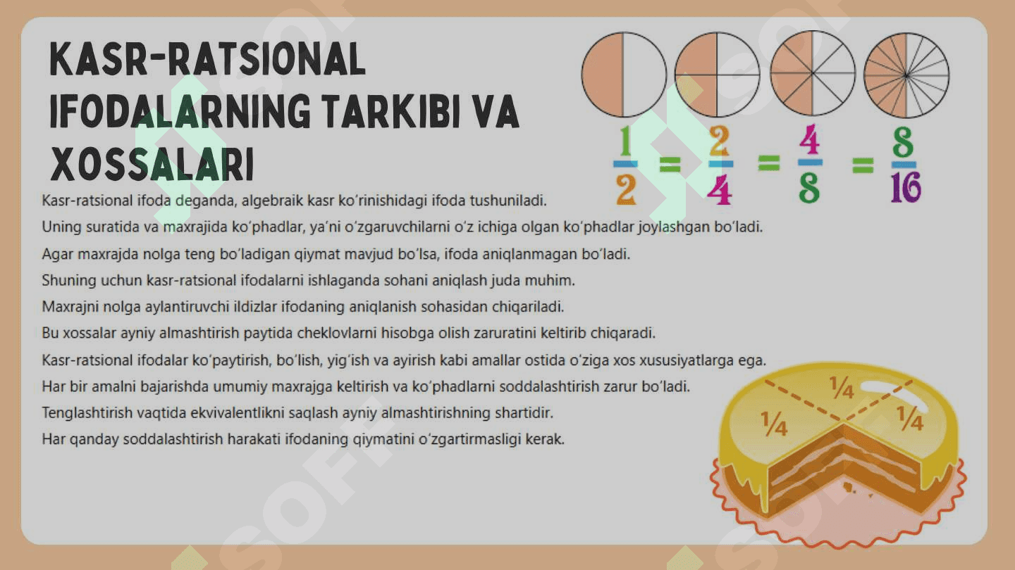 Kasr-ratsional ifodalarni ayniy almashtirish 4