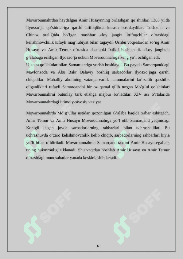 XIV  -  XV asrlarda Movorounnahrda ta’lim – tarbiya va pedagogik fikrlar. 6