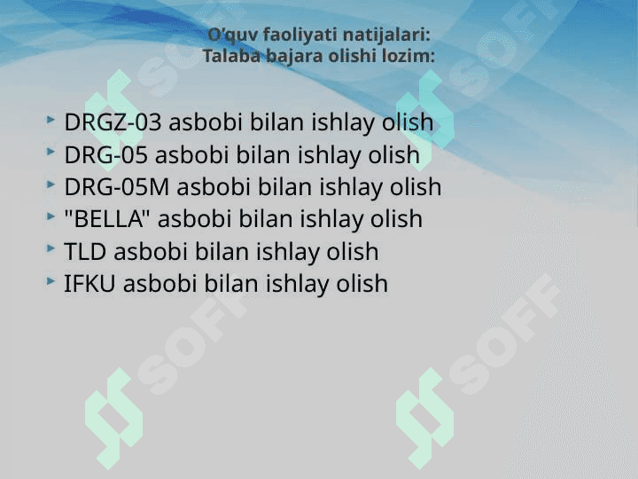 DOZIMETRIK VA RADIOMETRIK NAZORAT O’LCHASH USULLARI 5