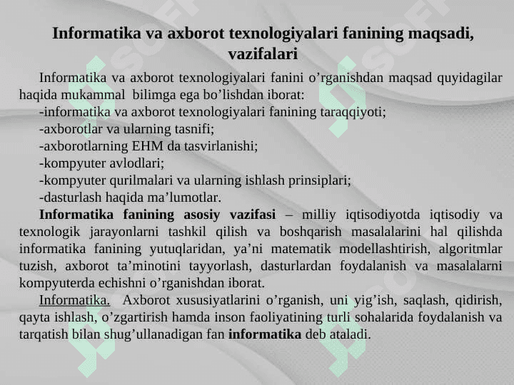 INFORMATIKA VA AXBOROT TEXNOLOGIYALARI 3