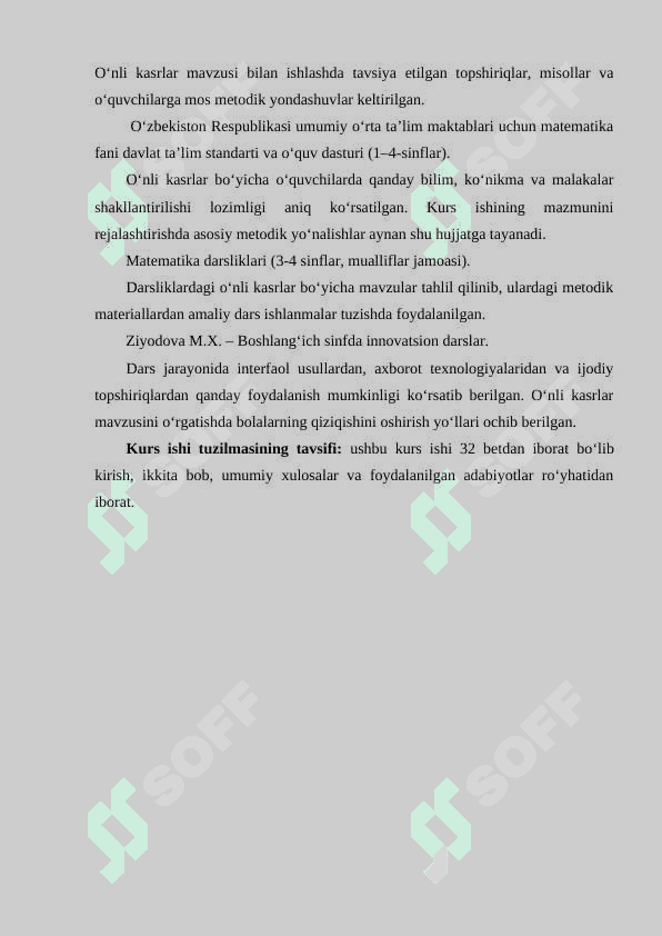 BOSHLANG‘ICH SINF O‘QUVCHILARINI O‘NLI KASRLAR BILAN TANISHTIRISH METODIKASI2 6