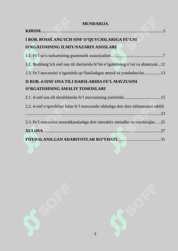 “4-SINFDA FE’L ZAMONLARI’’ MAVZUSINI O’RGATISH METODIKASI 2