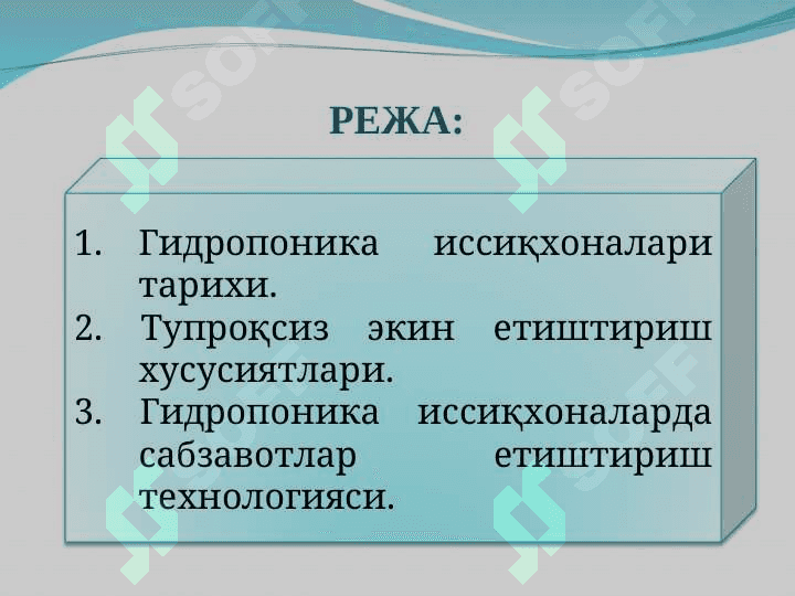 Замонавий гидропоник иссиқхоналарида сабзавот етиштириш технологияси 2