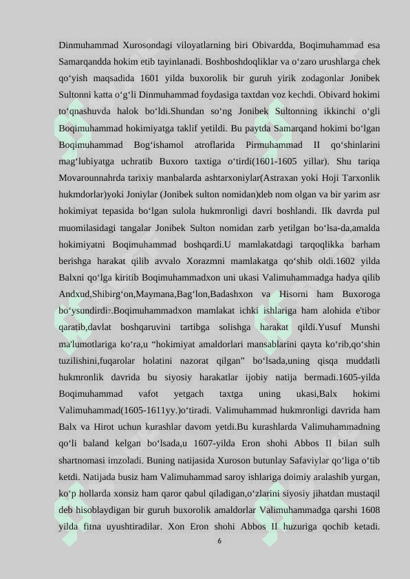 Buxoro xonligi tarixini o’rganishda Ubaydullanoma asarining ahamiyati 6