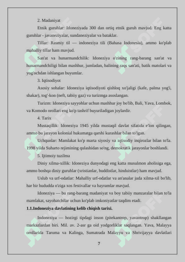 Indoneziya turizmning dinamikasi. 7