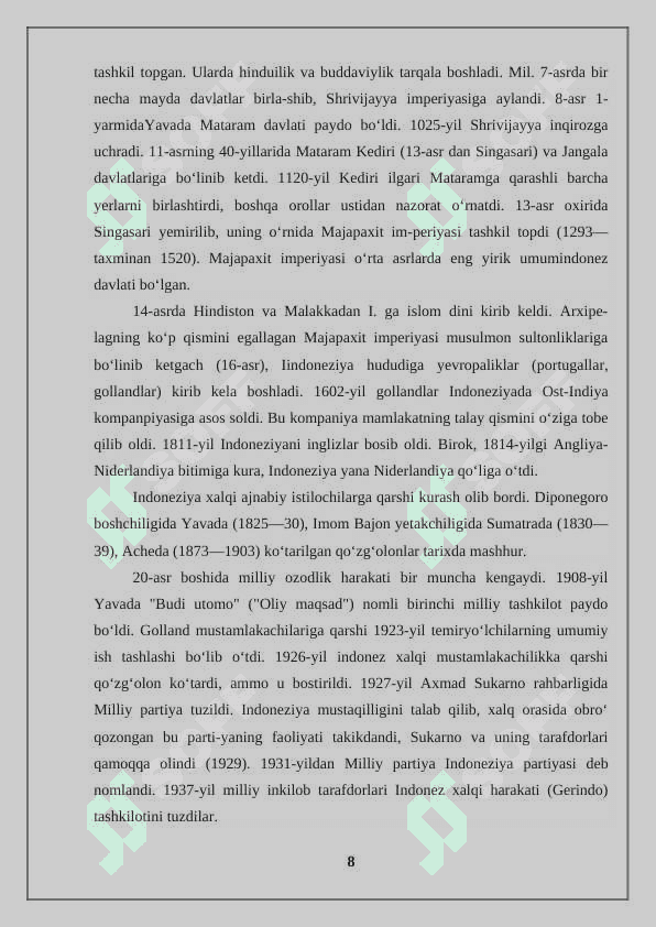Indoneziya turizmning dinamikasi. 8