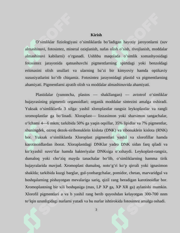 Plastida pigmentlari va ularning fotasintezdagi roʻli 3