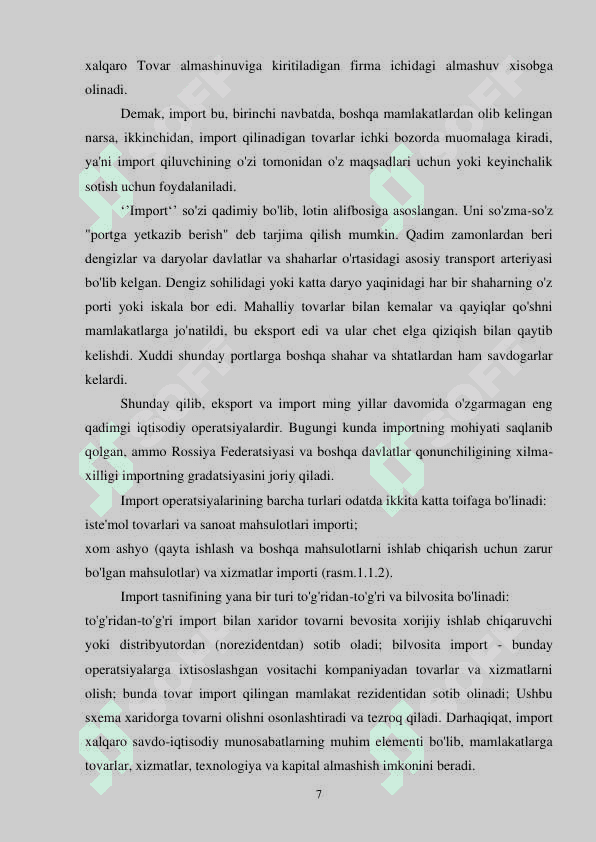 Importga taʼriflar va ularni kiritilishini yoqlovchi va qarshi nuqtai nazarlar 7