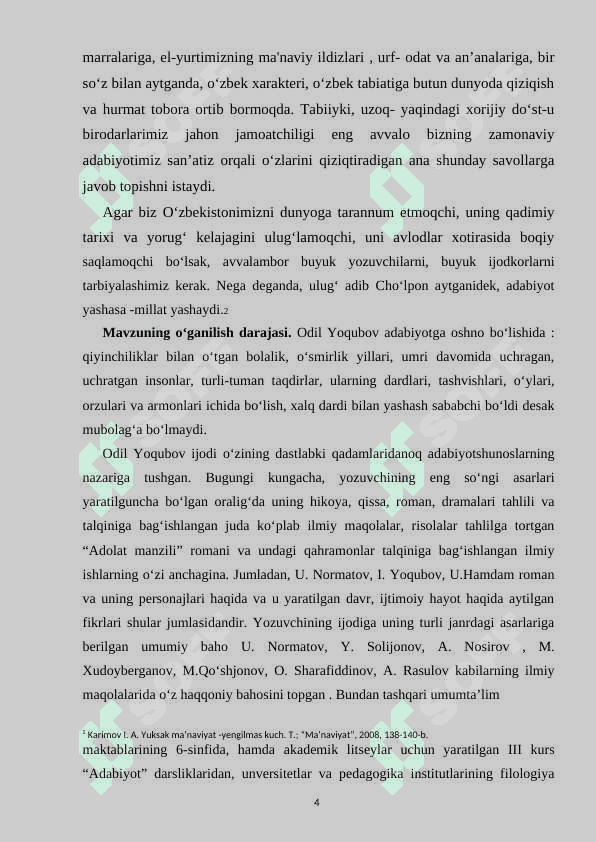 ODIL YOQUBOVNING “ADOLAT MANZILI” ROMANIDA SHAXS FOJIASI 4