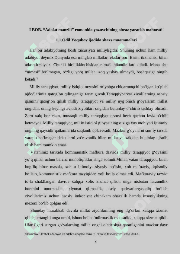 ODIL YOQUBOVNING “ADOLAT MANZILI” ROMANIDA SHAXS FOJIASI 6