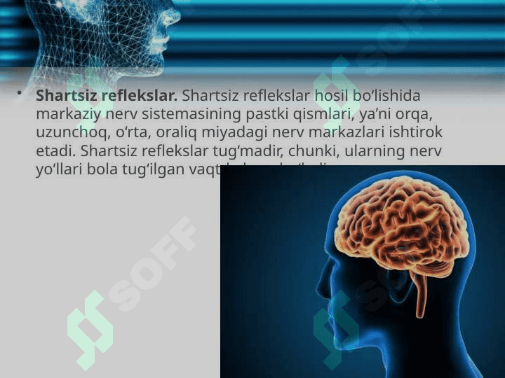 Oliy nerv faoliyati haqida tushuncha. Shartsiz va shartli reflekslar 6