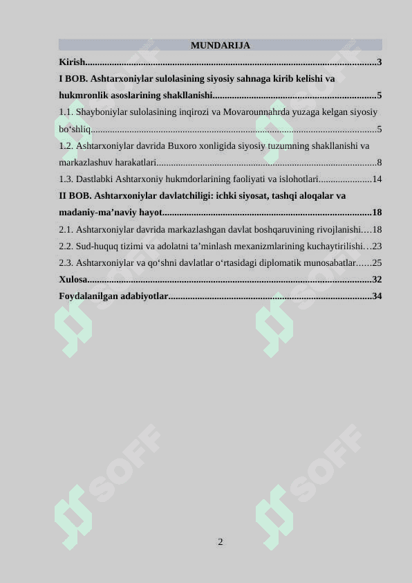 Ashtarxoniylar sulolasi hukmronligining o‘rnatilishi 2