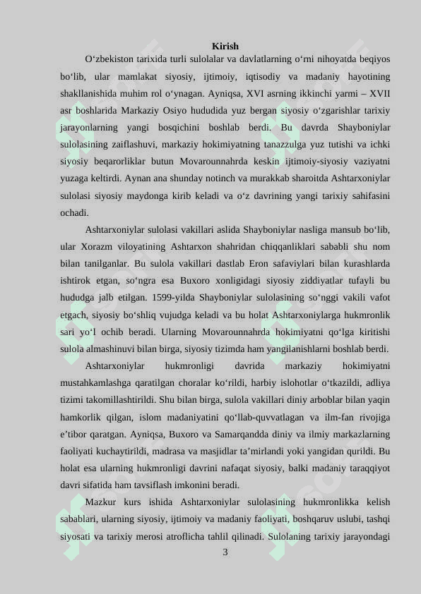 Ashtarxoniylar sulolasi hukmronligining o‘rnatilishi 3
