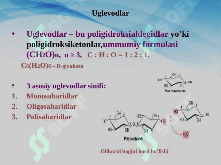 Karbonsuvlar Karbonsuvlar hazmlanishi 2