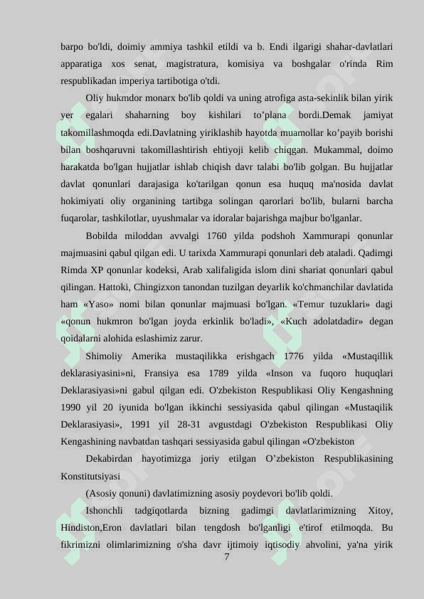 O'zbek davlatchiligining shakllanishi va dastlabki taraqqiyot bosqichlari 7