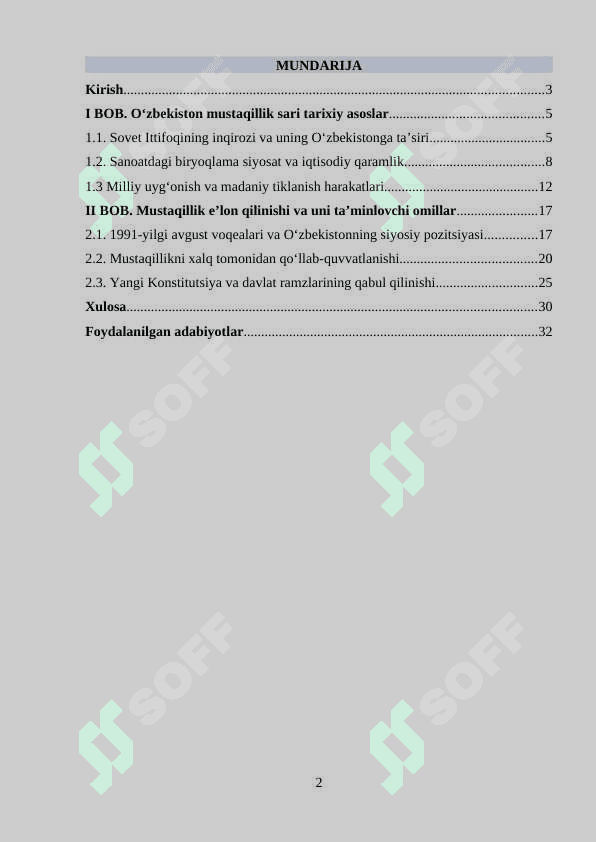 O'ZBEKISTON MUSTAQILLIK OSTONASIDA RESPUBLIKADAGI TARIXIY SHART SHAROITLAR 2