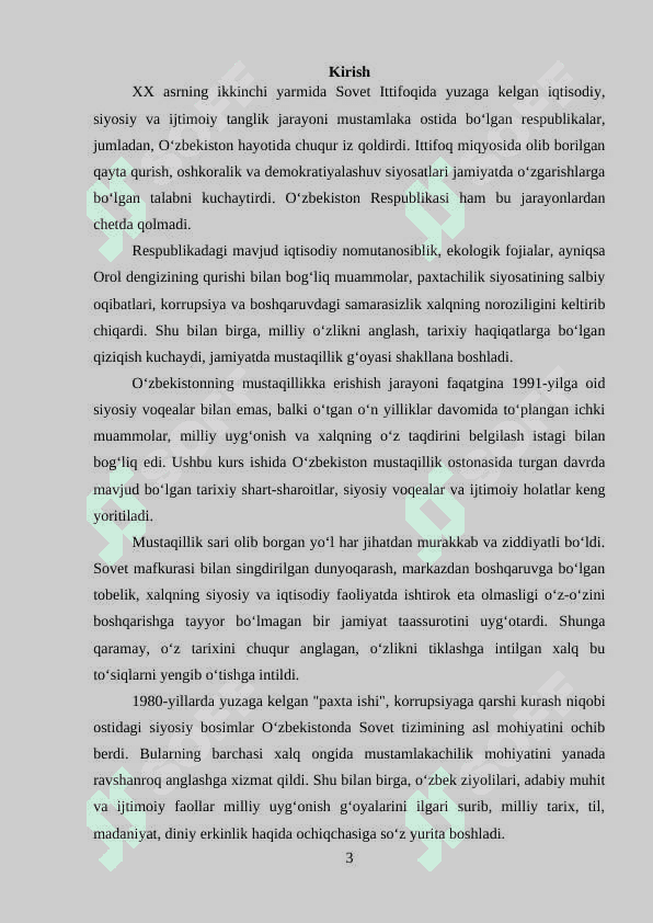 O'ZBEKISTON MUSTAQILLIK OSTONASIDA RESPUBLIKADAGI TARIXIY SHART SHAROITLAR 3