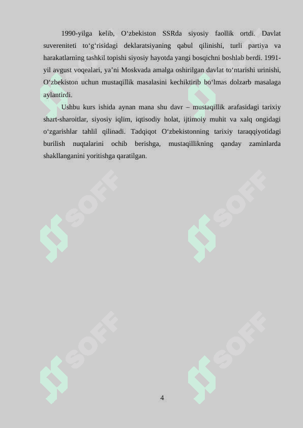O'ZBEKISTON MUSTAQILLIK OSTONASIDA RESPUBLIKADAGI TARIXIY SHART SHAROITLAR 4