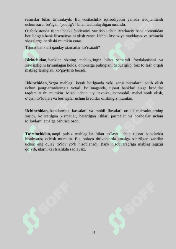 Tijorat banklarining majburyatlari va ularning tarkibi 4