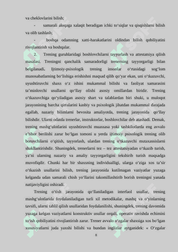 Trenerlarni tayyorlash va malakasini oshirish 8