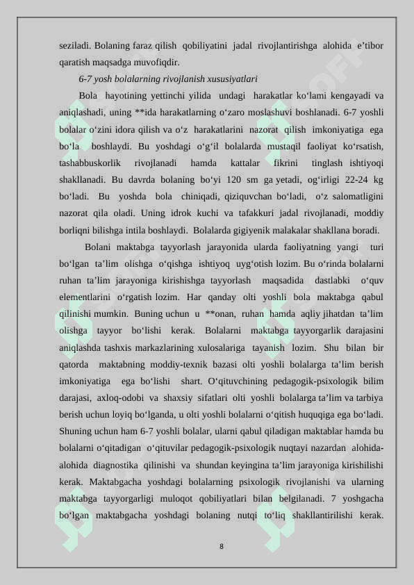 Maktabgacha ta’lim davrida yosh davrlarning o‘ziga xos xususiyatlari 8