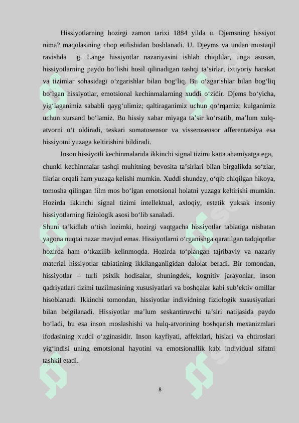 EMOTSIYA VA UNING TARTIBINI YORITISH 8