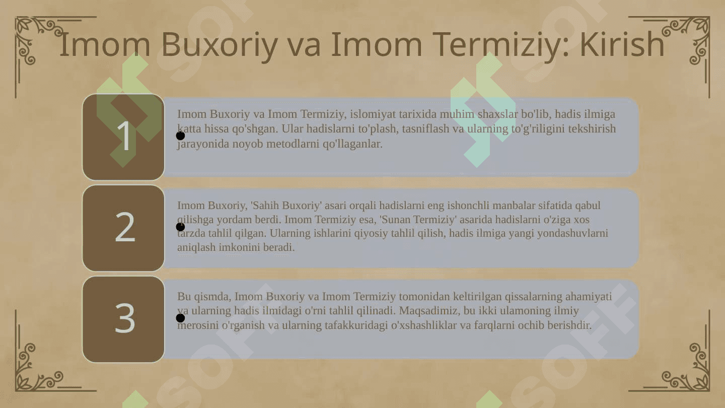 Imom Buxoriy va imom Termiziy hadis ilmiga qoʻshgan qissalarini qiyosiy tahlili 3