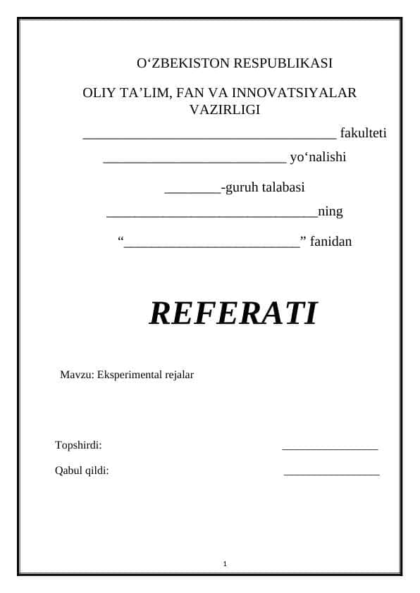 Eksperimental rejalar