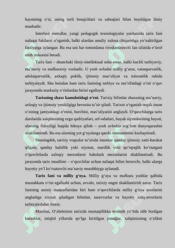 Tarix fanidan sinfdan tashqari olib boriladigan ishlar 7