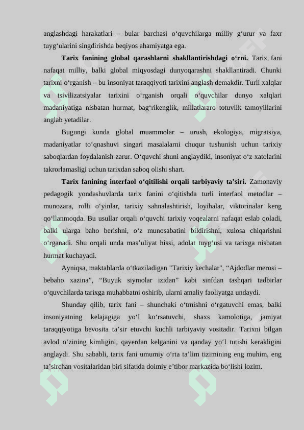 Tarix fanidan sinfdan tashqari olib boriladigan ishlar 8