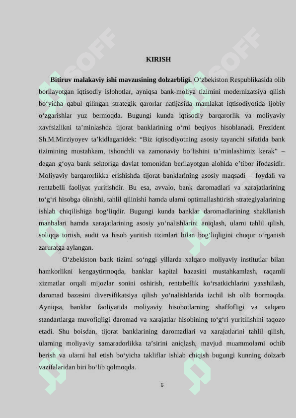 Tijorat banklarning daromadlari va xarajatlari tahlili (Hamkor bank misolida) 6