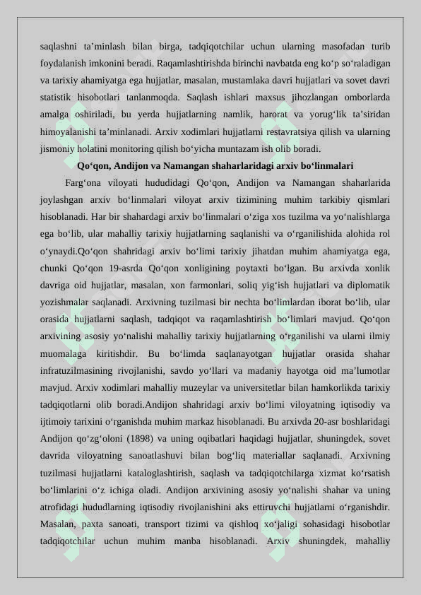 Farg‘ona viloyat davlat arxivining noshirlik ishlari 25 8