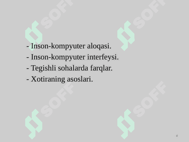 Inson va kompyuter o'zaro ta'sir 6