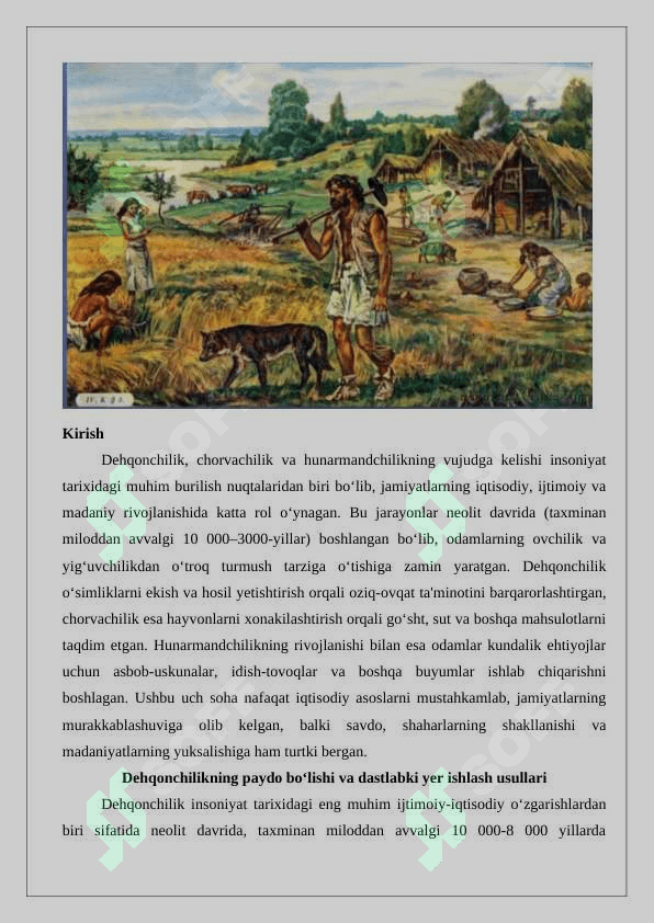 Dehqonchilik, chorvachilik va hunarmandchilikning vujudga kelishi 2