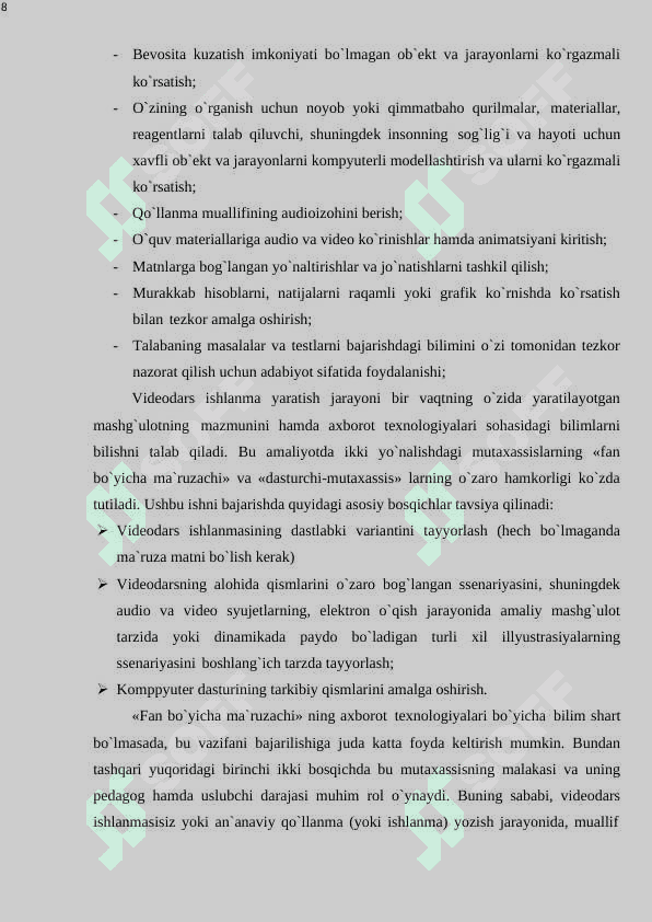 KXK o`quvchilari uchun MBBT fanidan “MS Accessda hisobotlar yaratish” mavzusida elеktron vidеodars mahsulot ishlab chiqish va o`quv amaliyotida qo`llash. 8