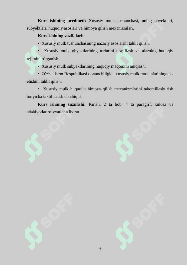 Xususiy mulk tushunchasi. ob’ektlari va sub’ektlari 4