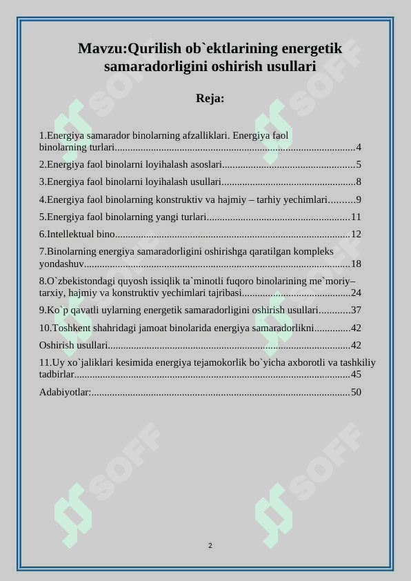 Qurilish ob`ektlarining energetik samaradorligini oshirish usullari 2