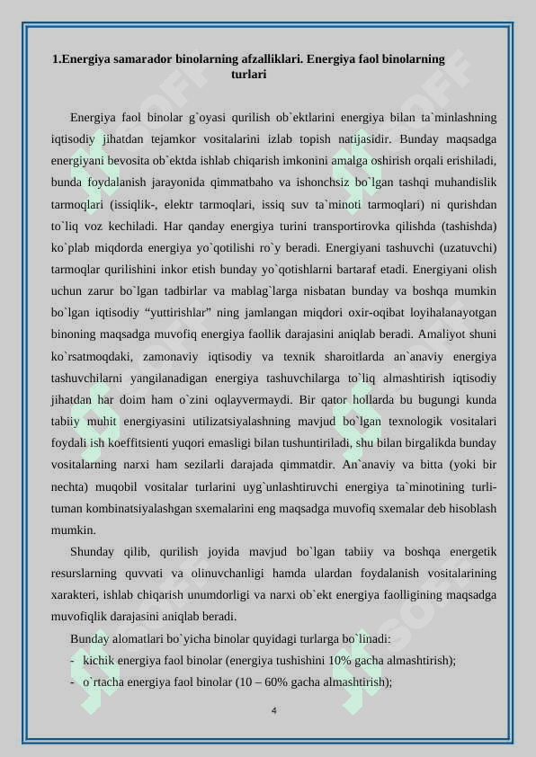 Qurilish ob`ektlarining energetik samaradorligini oshirish usullari 4